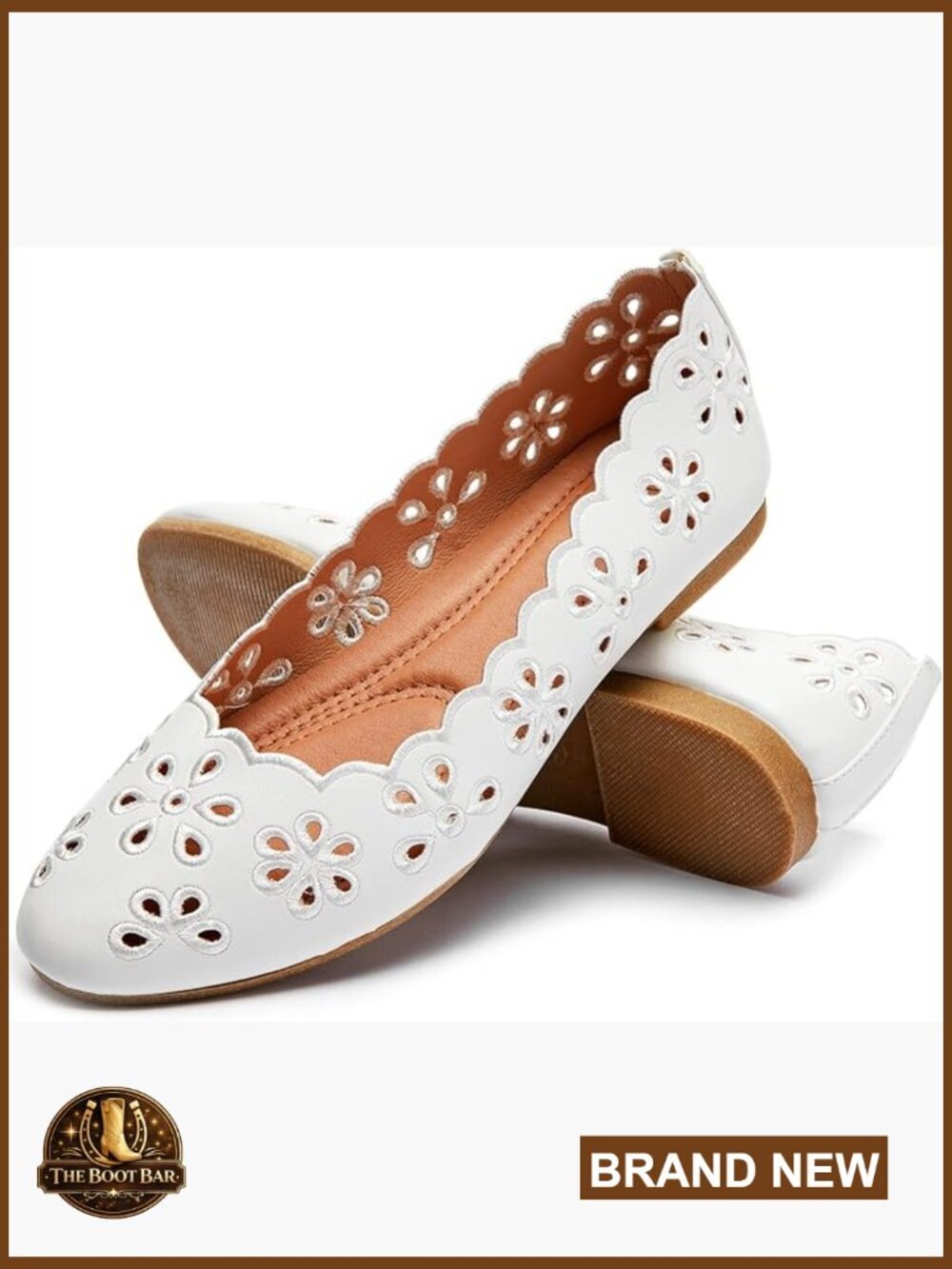 Women's Ballet Flats Round Toe Slip on Comfort PU Leather Memory Foam Flats